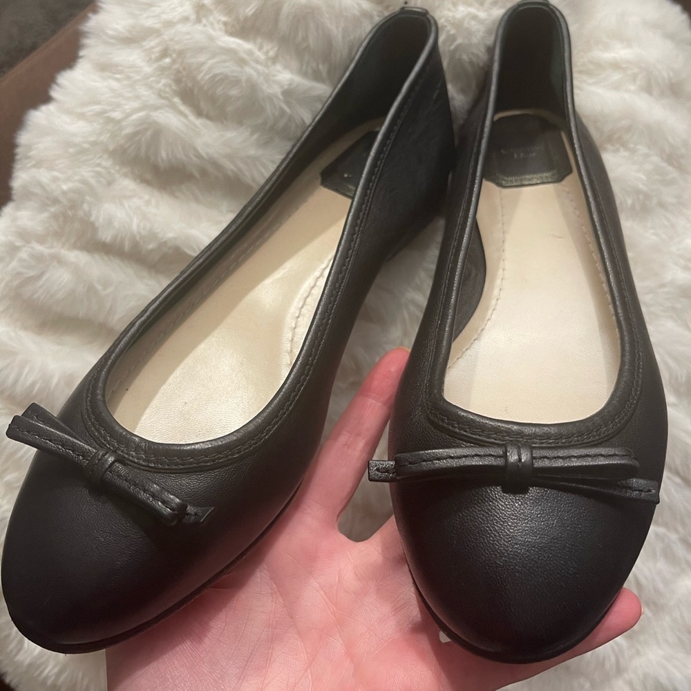 Christian Dior Leather Ballet Flats Bow Accents